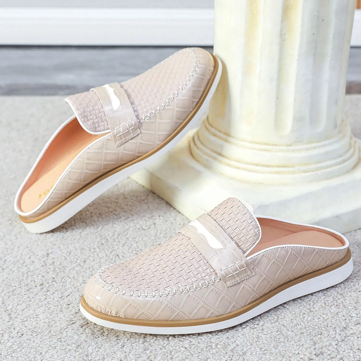 Mens Slip On Mules & Clogs Backless Loafers, Light Open Back Shoes Comfort Walking Shoes Breathable Slippers Closed Toe Slides with Anti-Skid Rubber Sole (Black)