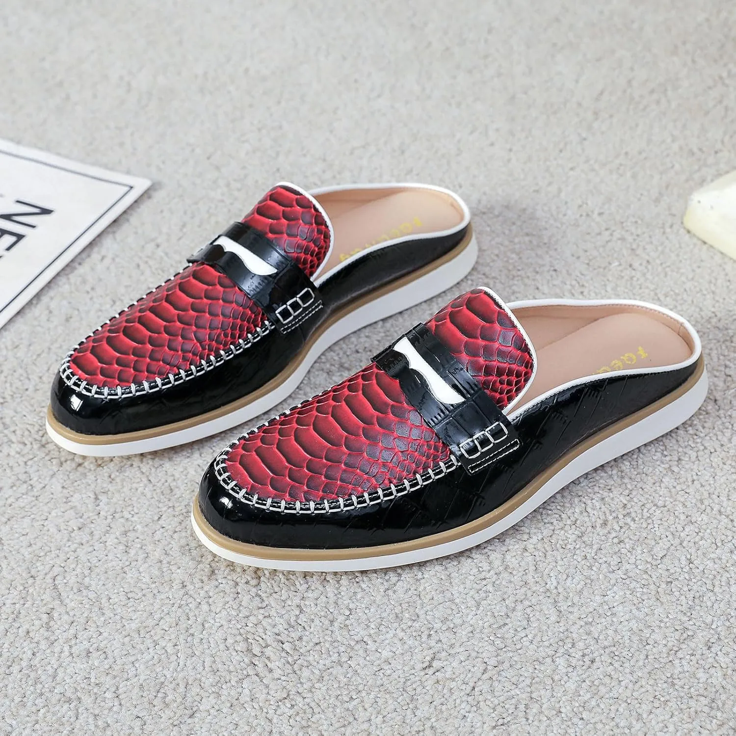 Mens Slip On Mules & Clogs Backless Loafers, Light Open Back Shoes Comfort Walking Shoes Breathable Slippers Closed Toe Slides with Anti-Skid Rubber Sole (Black)
