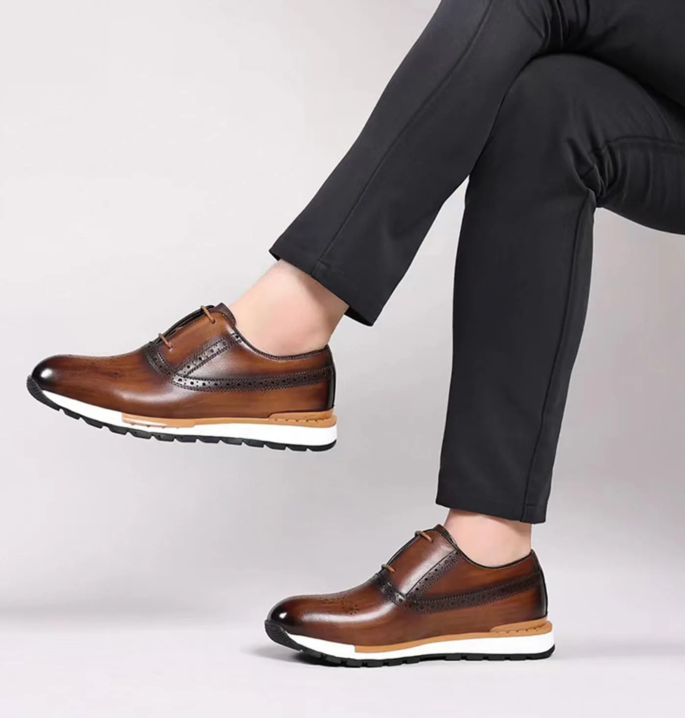 Mens Sneakers Fashion Casual Shoes Comfort Walking Shoes Modern Genunie Leather Flat Oxfords Business Casual Derby for Men