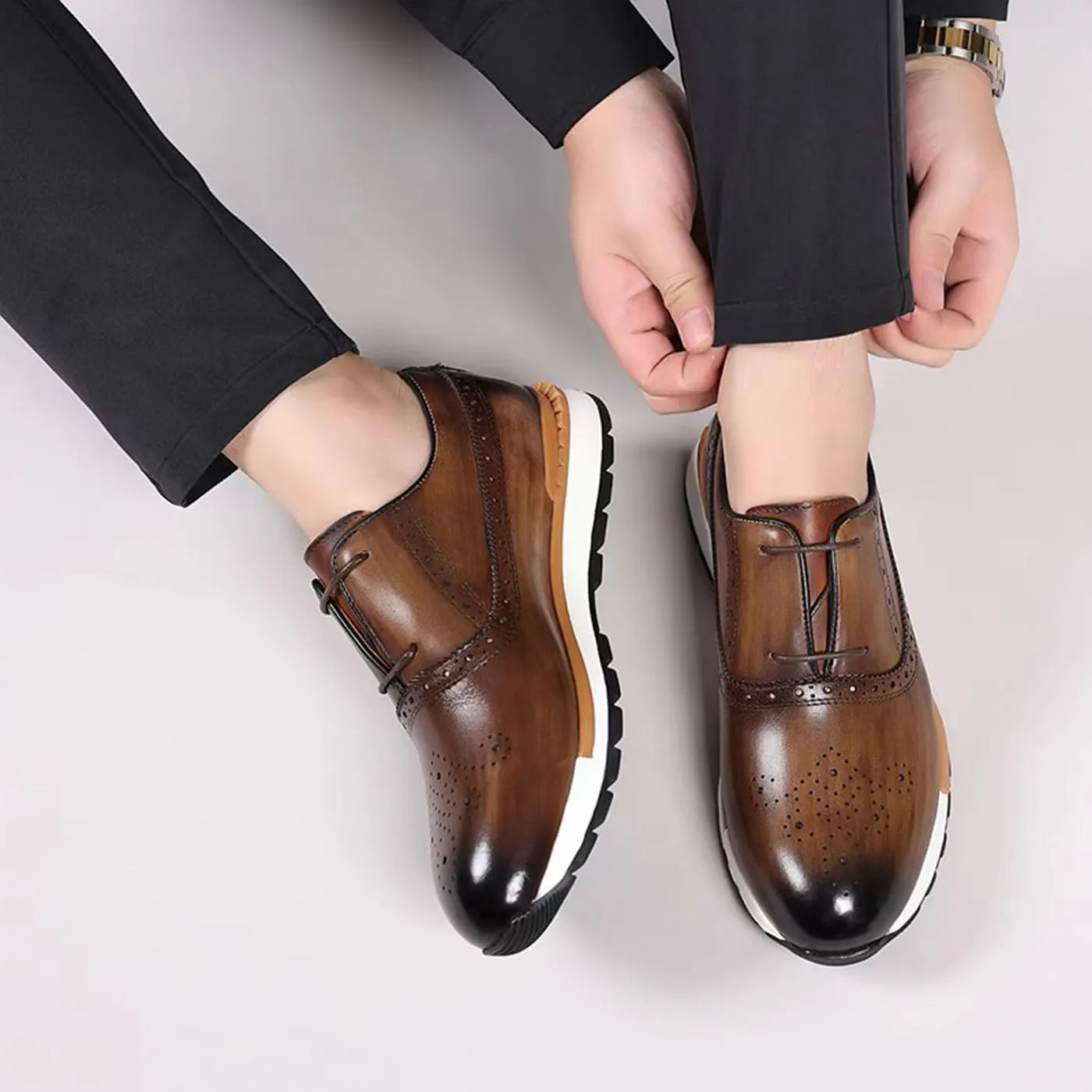 Mens Sneakers Fashion Casual Shoes Comfort Walking Shoes Modern Genunie Leather Flat Oxfords Business Casual Derby for Men