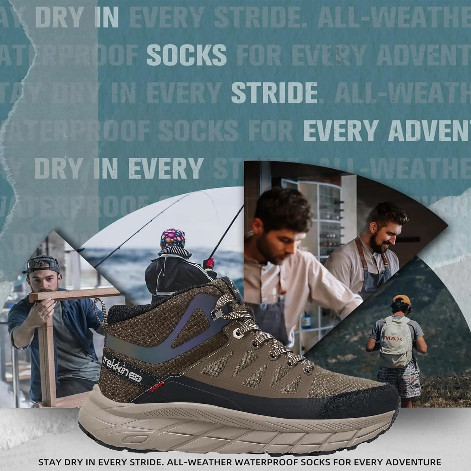 Men's Waterproof Slip Resistant Outdoor Ankle High Boots Trails Womens Relaxed Fit Lightweight Hiking Walking Casual Hunting Workout Shoes Rainproof Lace up