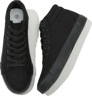 Men's White Canvas High Top Sneakers - Classic Lace-Up Walking Shoes, Light-Weight Soft Casual Tennis Shoes