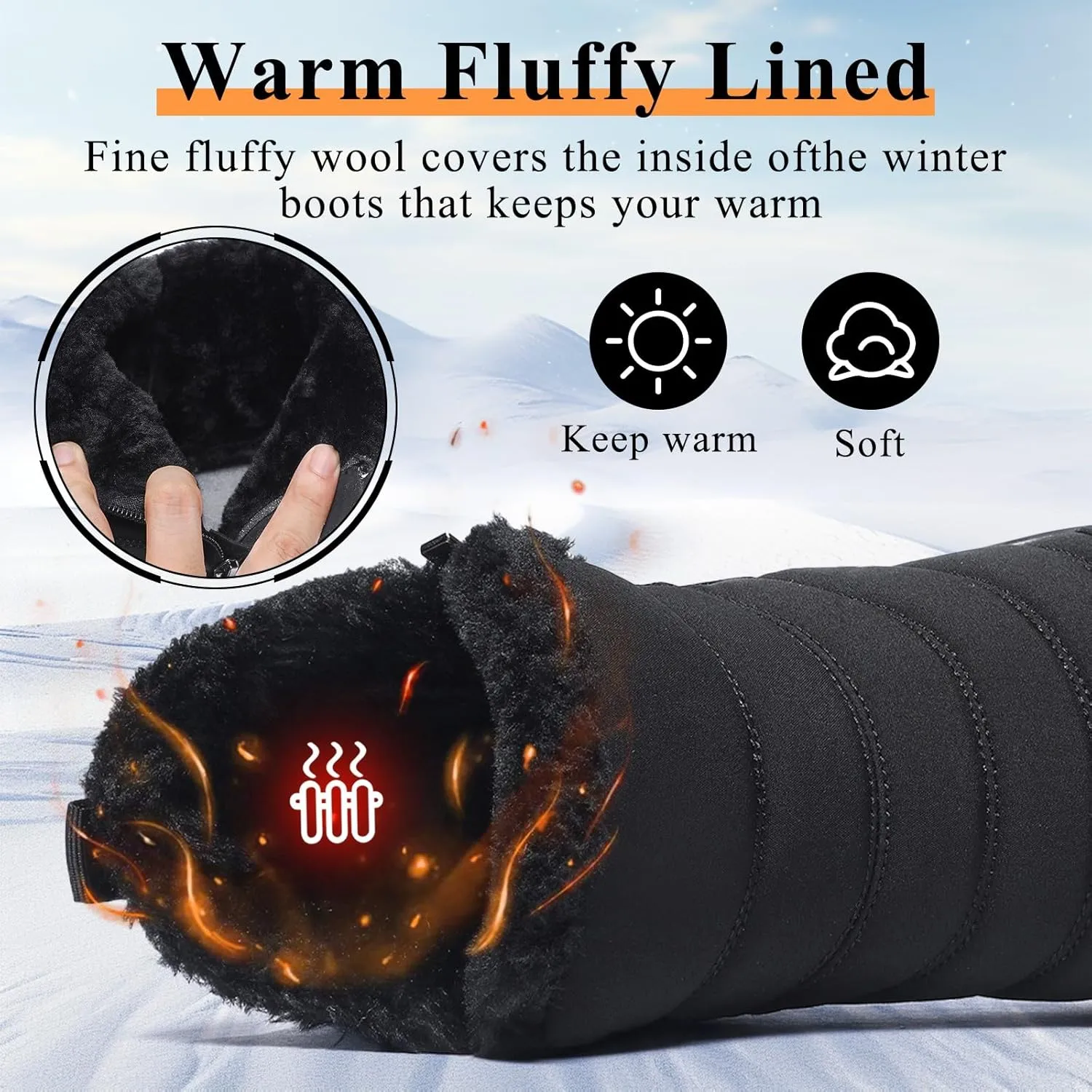 Mens Womens Winter Snow Boots Wide Toe Box Barefoot boot Fur Lined Minimalist Zero Drop Sole Walking Shoes