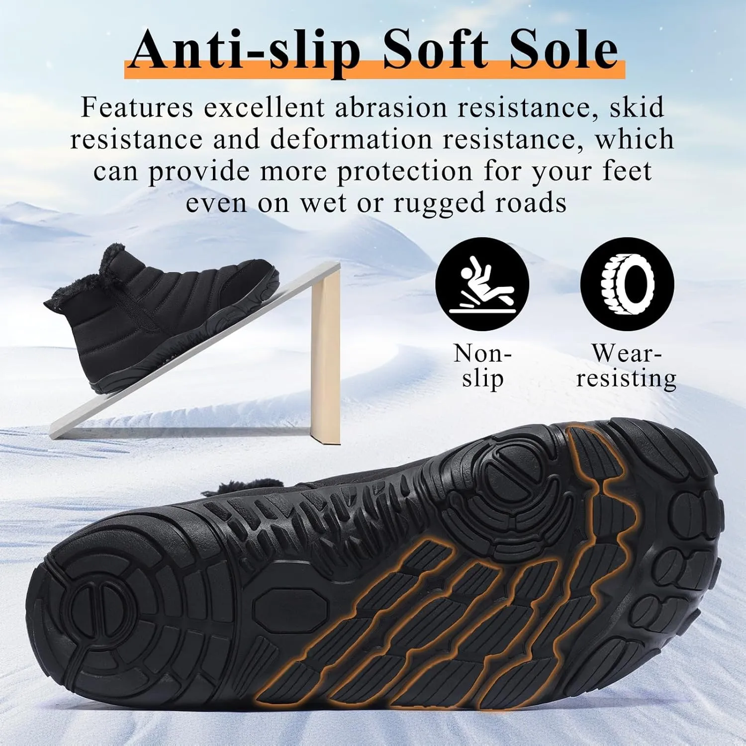 Mens Womens Winter Snow Boots Wide Toe Box Barefoot boot Fur Lined Minimalist Zero Drop Sole Walking Shoes