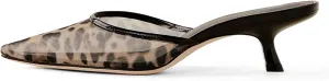 Mesh Kitten Heels Mules for Women Closed Pointed Toe Slip on Backless Stiletto Slingback Low Heels Comfort Pumps Shoes