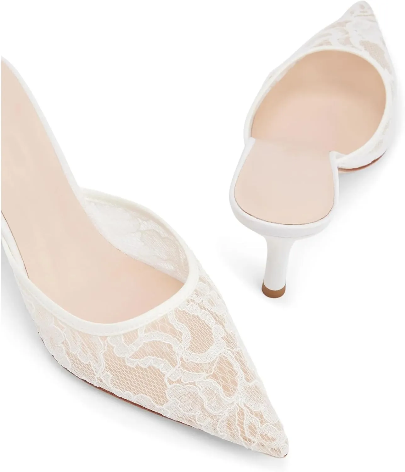 Mesh Kitten Heels Mules for Women Closed Pointed Toe Slip on Backless Stiletto Slingback Low Heels Dress Pumps Shoes