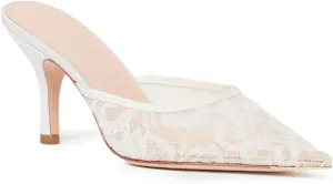 Mesh Kitten Heels Mules for Women Closed Pointed Toe Slip on Backless Stiletto Slingback Low Heels Dress Pumps Shoes