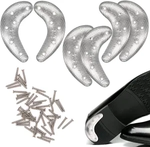 Metal Heel Plates 3 Double Half Moon Heel Sole Heel Guard Repair Pads with Screw Nails Sole Repair Kit for Shoes and Boot