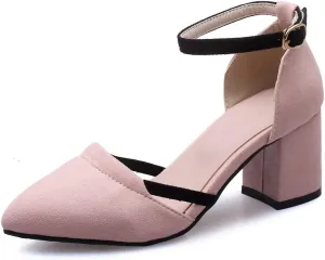 MIOKE Women's Pointed Toe Slingback Pumps Clear Criss Cross Block Low Heel Comfort Dress Sandal Party Shoes