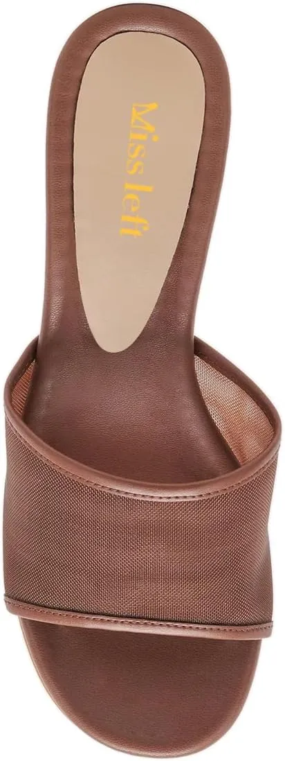 miss left Women Comfortable Low Heel Soft Insole Mesh Mules Slip On Summer Holiday Casual Daily Walking Slide Sandals Size 4-16 US