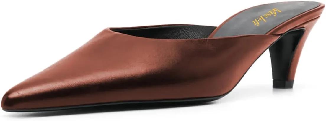 miss left Women Pointed Toe Slip on Mules Low Heel Comfortable Slippers Indoor Outdoor Leisure Slide Sandals Size 4-16 US