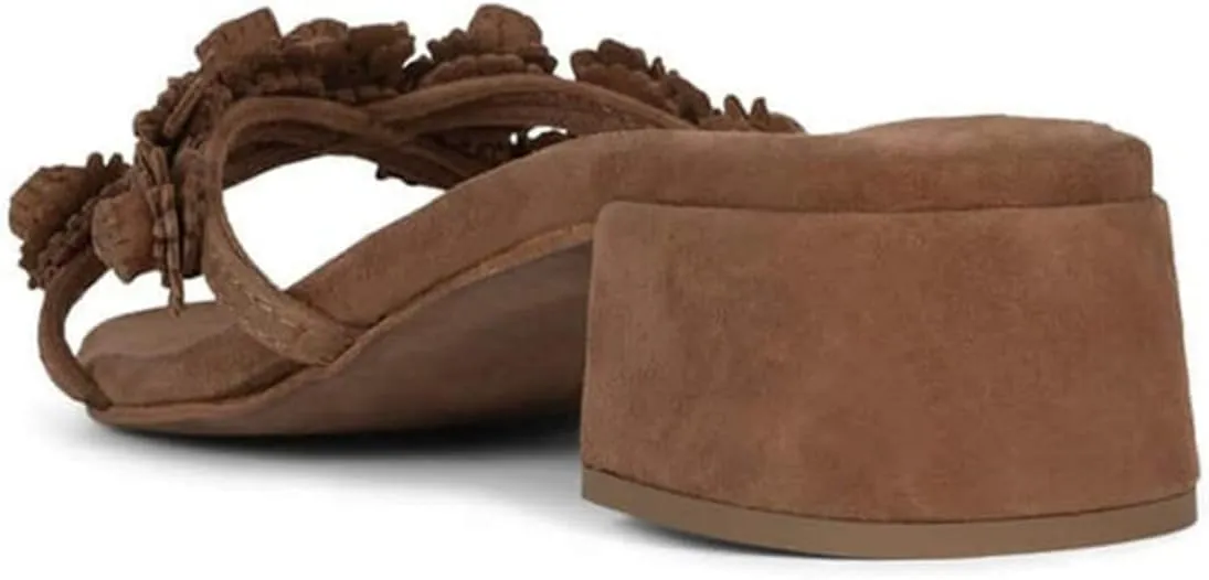 miss left Women Unique Flowers Open Square Toe Mules Block Low Heel Slip on Slippers Comfy Daily Casual Slide Sandals Size 4-16 US