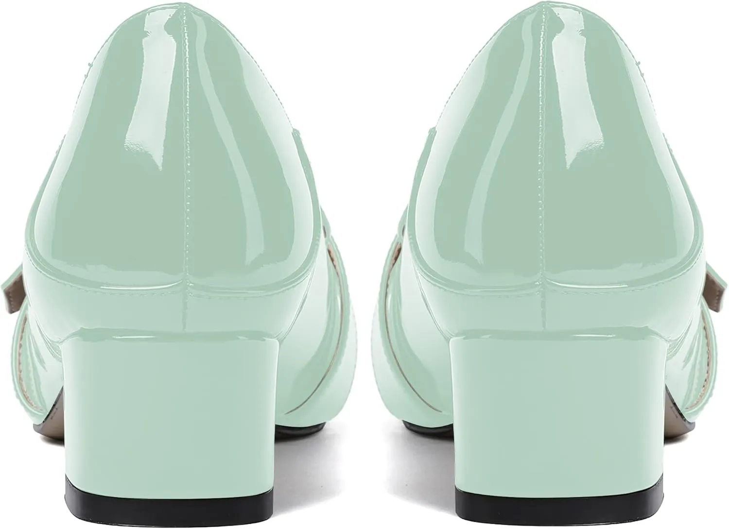 MODENCOCO Women's Slip On Patent Square Toe Chunky Low Heel Pumps Casual Dress Mules Shoes 1.5 Inch