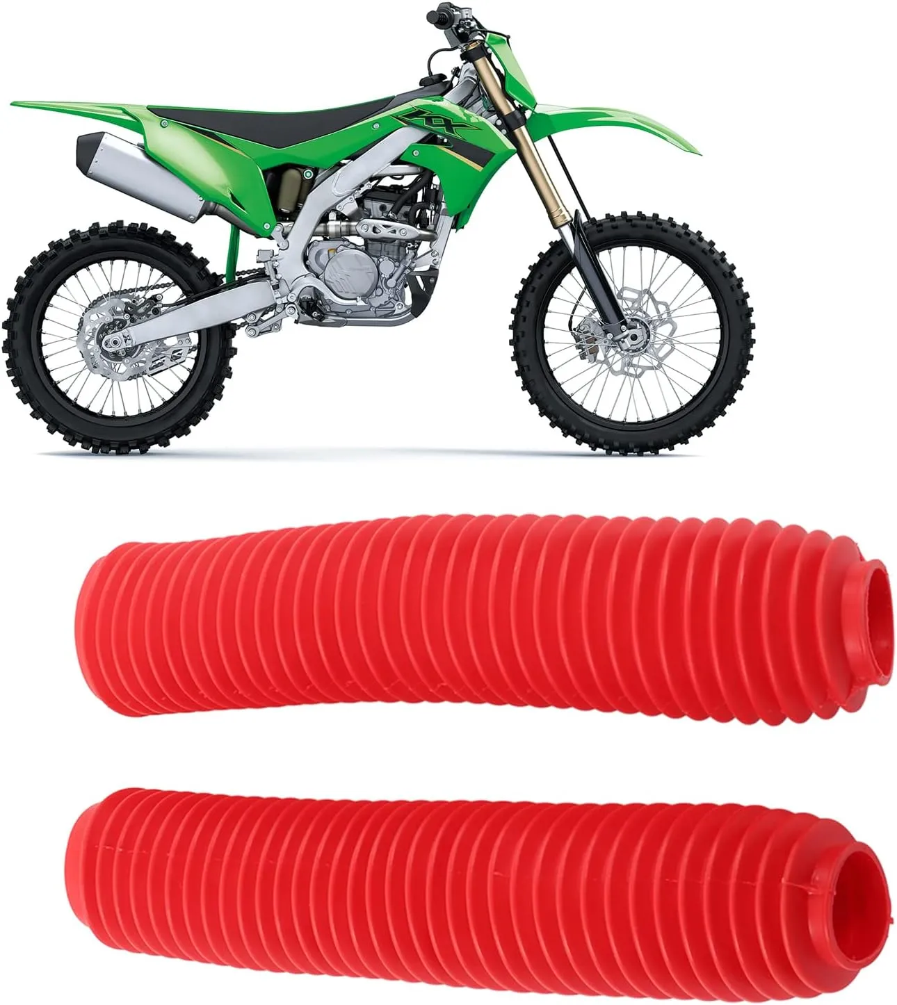 Motorcycle Fork Covers, Universal Front Fork Boots for Dirt Bike – Shock Absorber Dust Protector Fits RM125 DR250 DRZ400 & Most Pit Bikes, RUBY RED