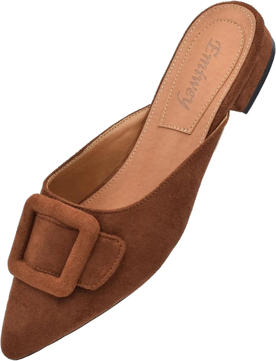 Mules for Women,Slingback Buckle Flat Mules Pointed Toe Slide Shoes