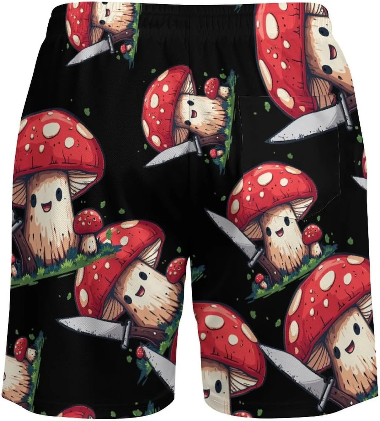 Mushroom with A Knife Men's Swim Trunks Quick Dry Board Shorts Swimwear Beach Shorts with Compression Liner