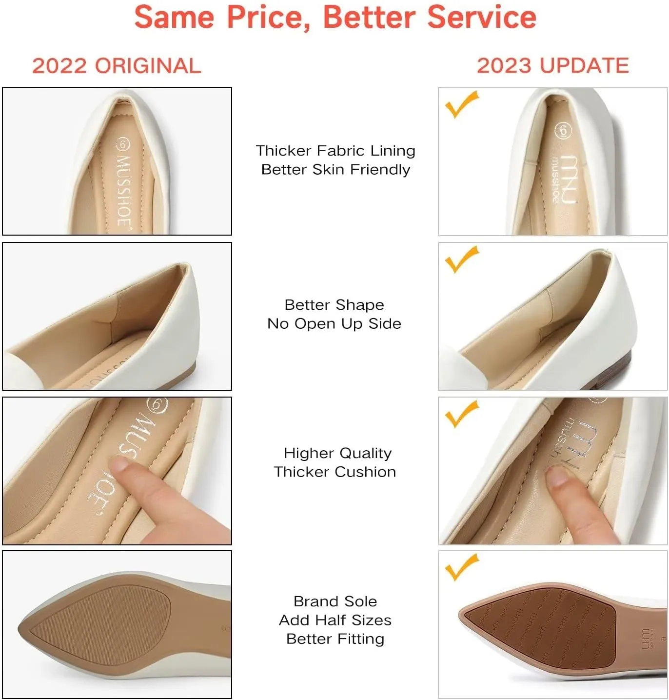 MUSSHOE Loafers for Women Comfortable Pointed Toe Memory Foam Women's Loafers