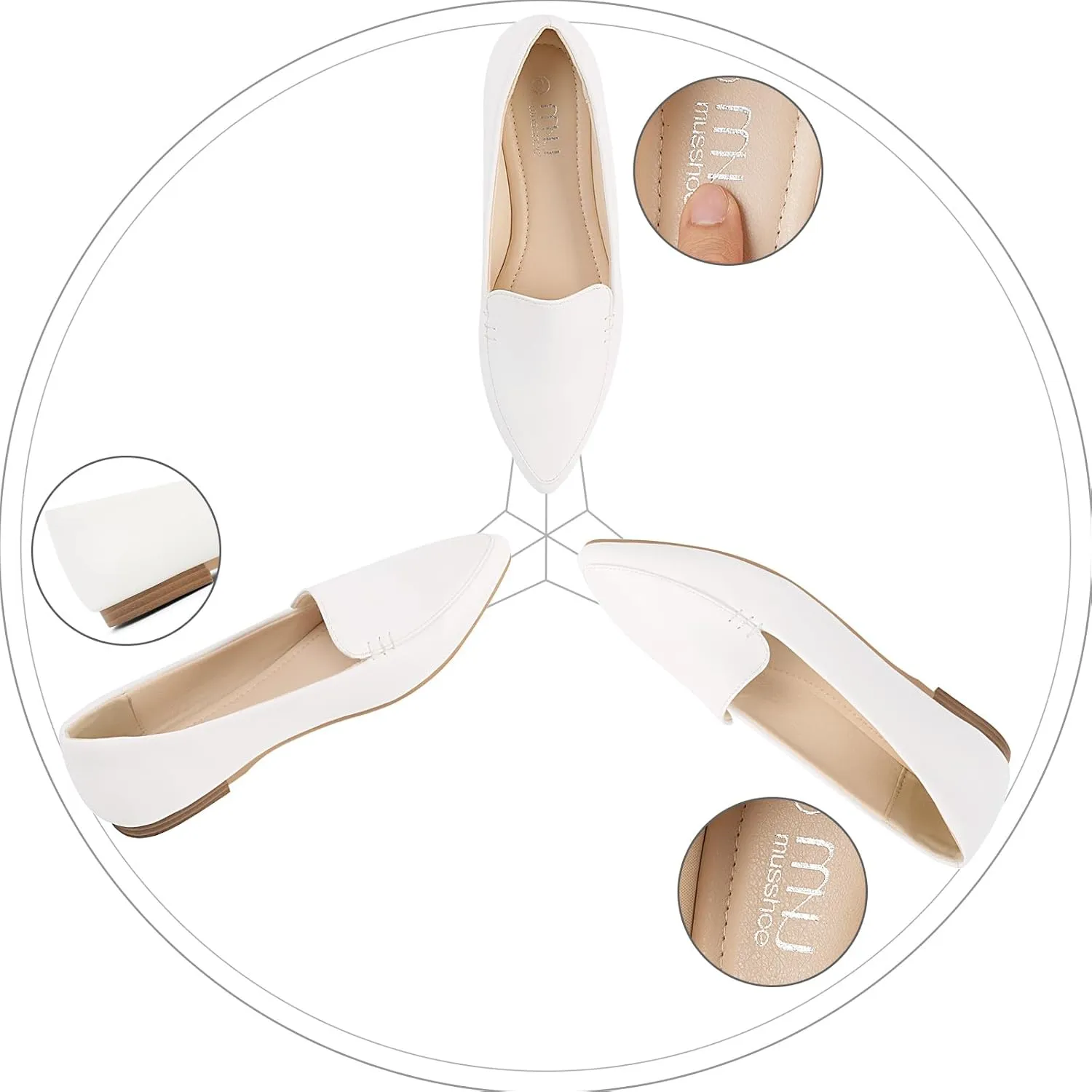 MUSSHOE Loafers for Women Comfortable Pointed Toe Memory Foam Women's Loafers