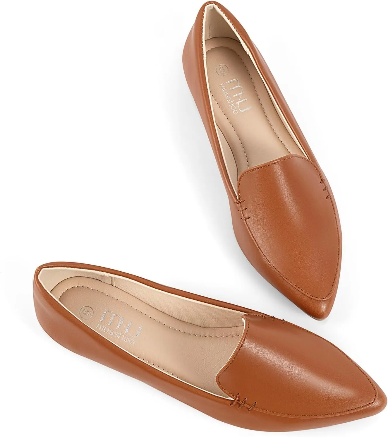 MUSSHOE Loafers for Women Comfortable Pointed Toe Memory Foam Women's Loafers