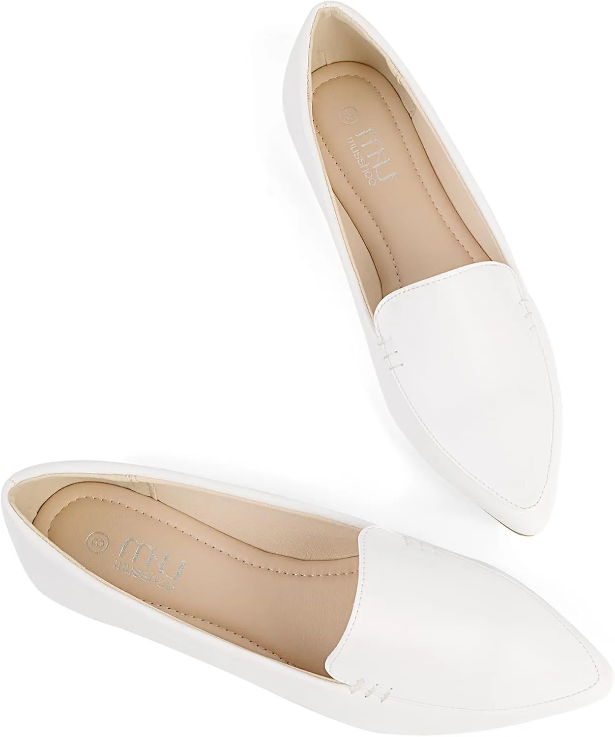MUSSHOE Loafers for Women Comfortable Pointed Toe Memory Foam Women's Loafers