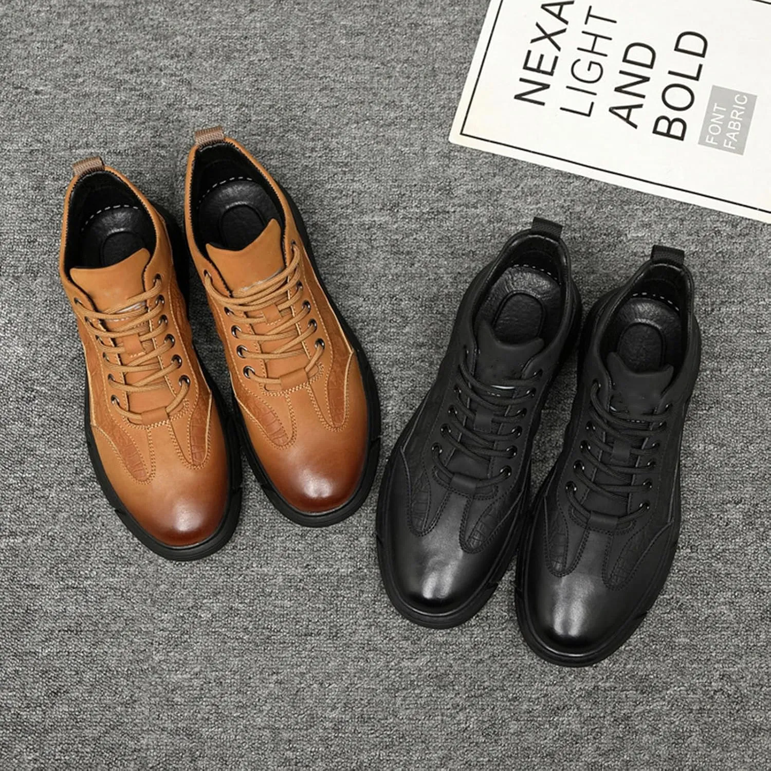 Myallfeet Men's Pattern Versatile Sports Shoes Fashion Anti-Skid Low Top Lace Up Walking Shoes Casual Formal Cowhide Sneakers