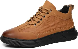 Myallfeet Men's Pattern Versatile Sports Shoes Fashion Anti-Skid Low Top Lace Up Walking Shoes Casual Formal Cowhide Sneakers