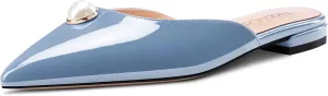 NobleOnly Women Low Heel Pointed Toe Slip-on Mules Shoes Rhinestone Crystal Casual Party Glitter Dress Cute Shoes 0.4 Inches Heels