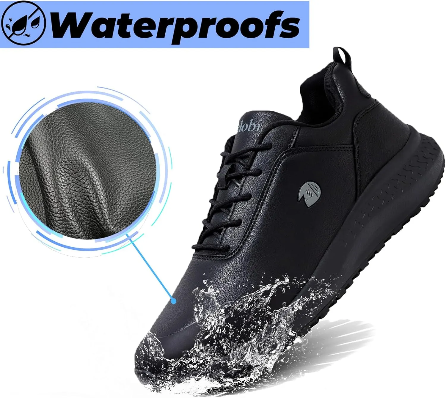 Non Slip Work Shoes for Men Slip on Waterproof Kitchen Chef Restaurant Walking Sneakers Comfortable Food Service Working Footwear Leather Nursing Shoe