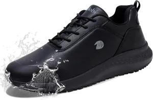 Non Slip Work Shoes for Men Slip on Waterproof Kitchen Chef Restaurant Walking Sneakers Comfortable Food Service Working Footwear Leather Nursing Shoe