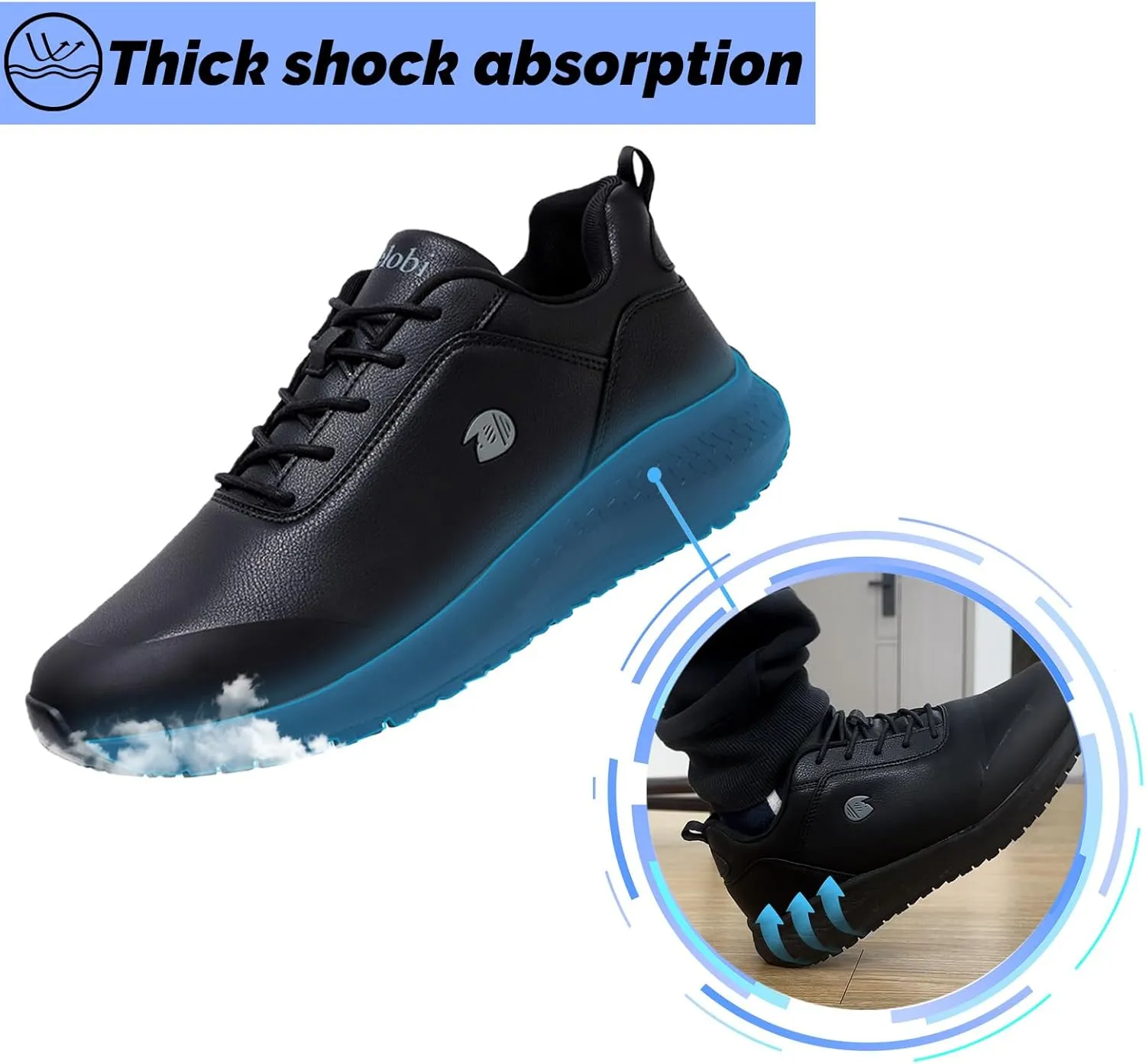 Non Slip Work Shoes for Men Slip on Waterproof Kitchen Chef Restaurant Walking Sneakers Comfortable Food Service Working Footwear Leather Nursing Shoe