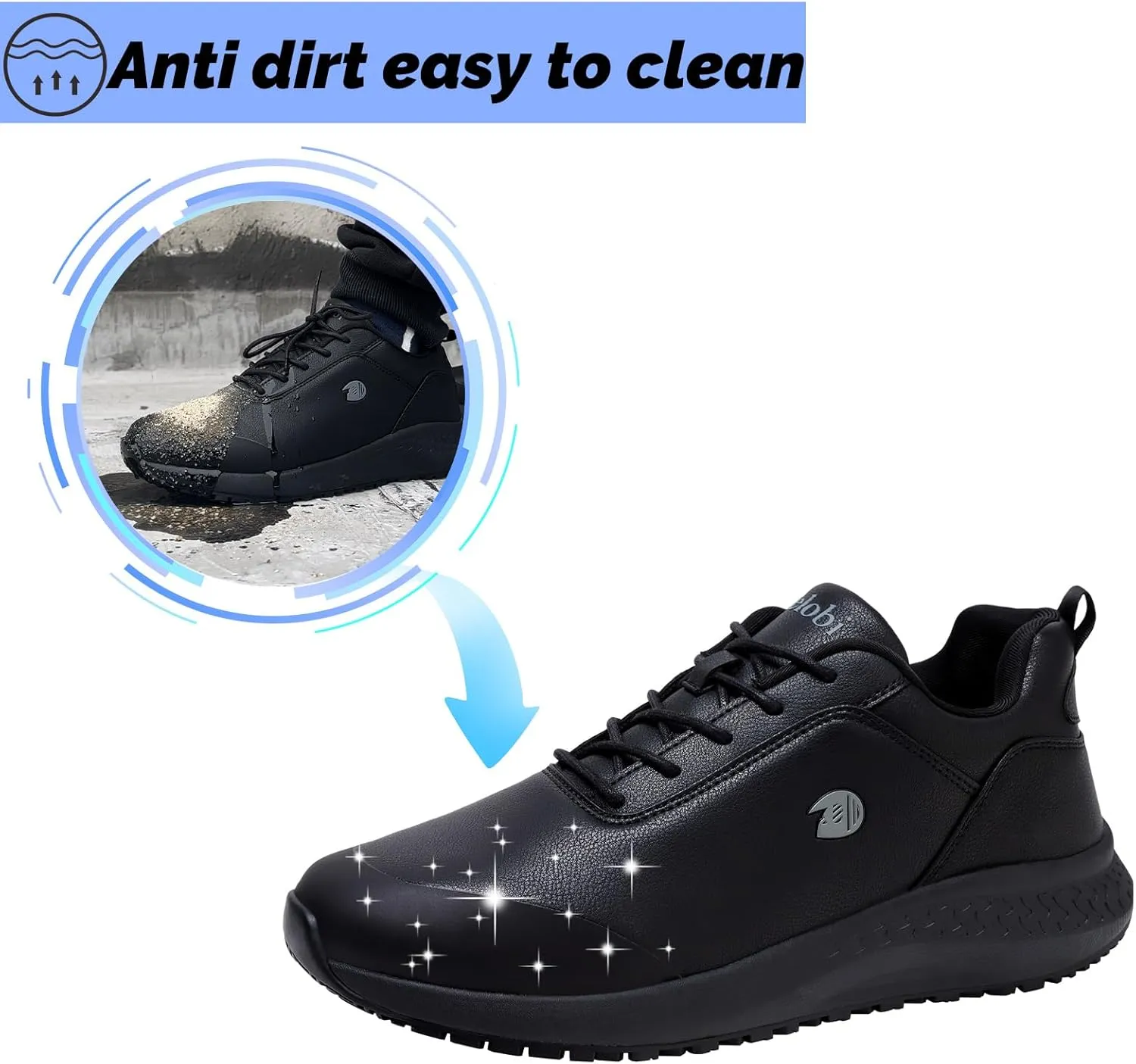 Non Slip Work Shoes for Men Slip on Waterproof Kitchen Chef Restaurant Walking Sneakers Comfortable Food Service Working Footwear Leather Nursing Shoe