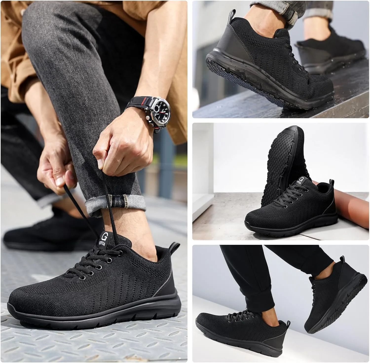 Non Slip Work Shoes for Men Women Breathable Mens Work Shoes Lightweight Water Resistant Walking Sneakers Chef Kitchen Slip Resistant Comfortable Restaurant Food Service Sneakers Casual