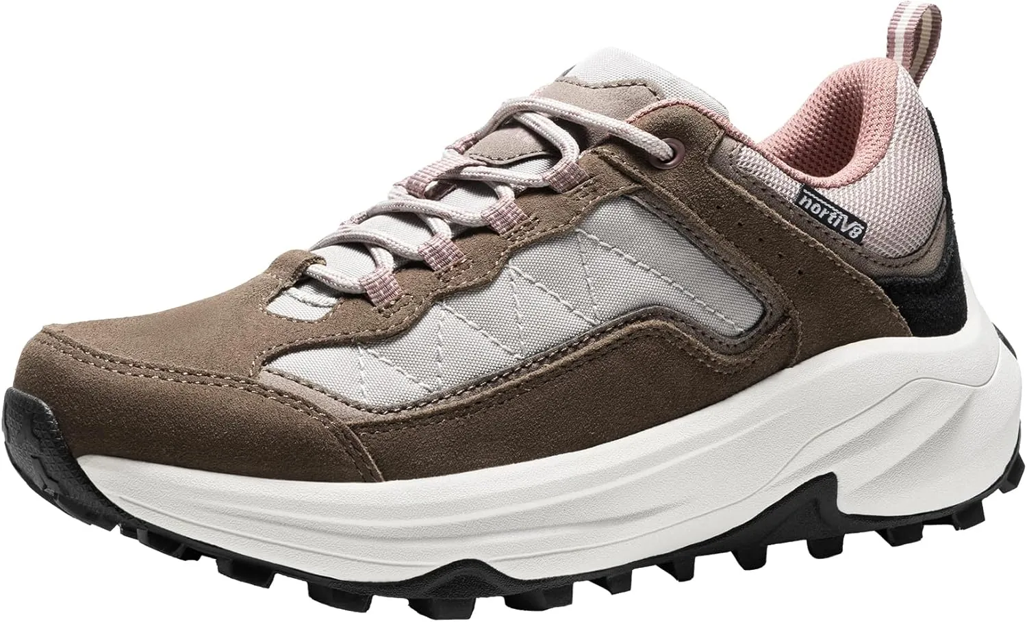 NORTIV 8 Women's Waterproof Hiking Shoes with Arch Support Outdoors Leather Walking Trekking Camping Tennis Workout Cross Training Sneakers Wicklow