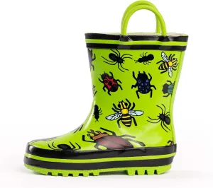 NORTY Rubber Rain Boots for Kids - Waterproof Rubber Boots Boys and Girls Solid & Printed Rainboots for Toddlers and Kids