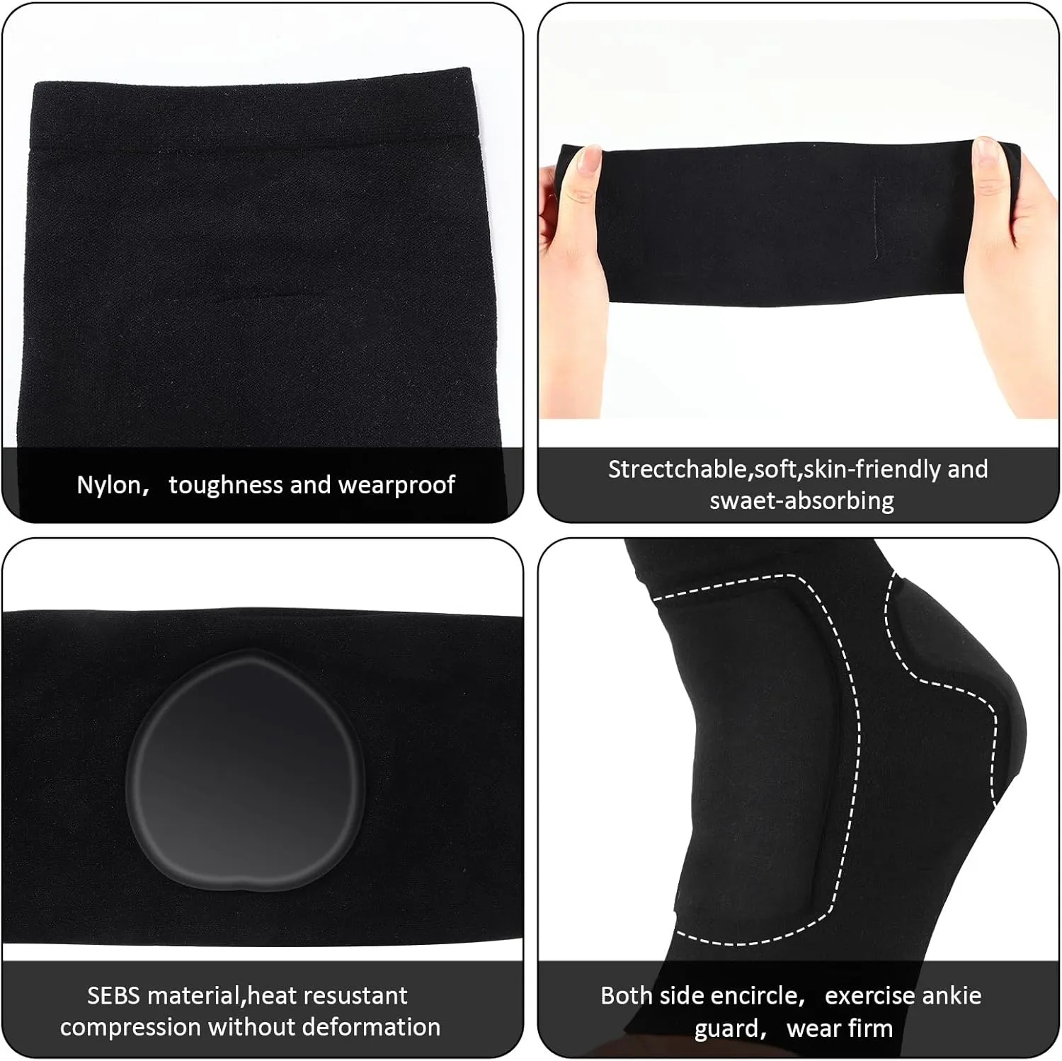 Nuanchu 2 Pairs Padded Skate Socks Ice Skating Protection Socks Lace Bite Gel Pads Ankle Malleolar Sleeves Protection Guards for Front Foot Shin Achilles Tendon Heel