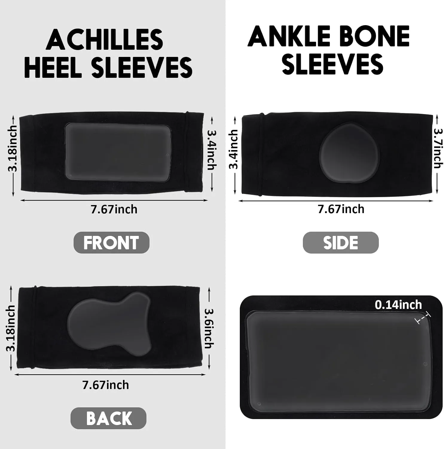 Nuanchu 2 Pairs Padded Skate Socks Ice Skating Protection Socks Lace Bite Gel Pads Ankle Malleolar Sleeves Protection Guards for Front Foot Shin Achilles Tendon Heel