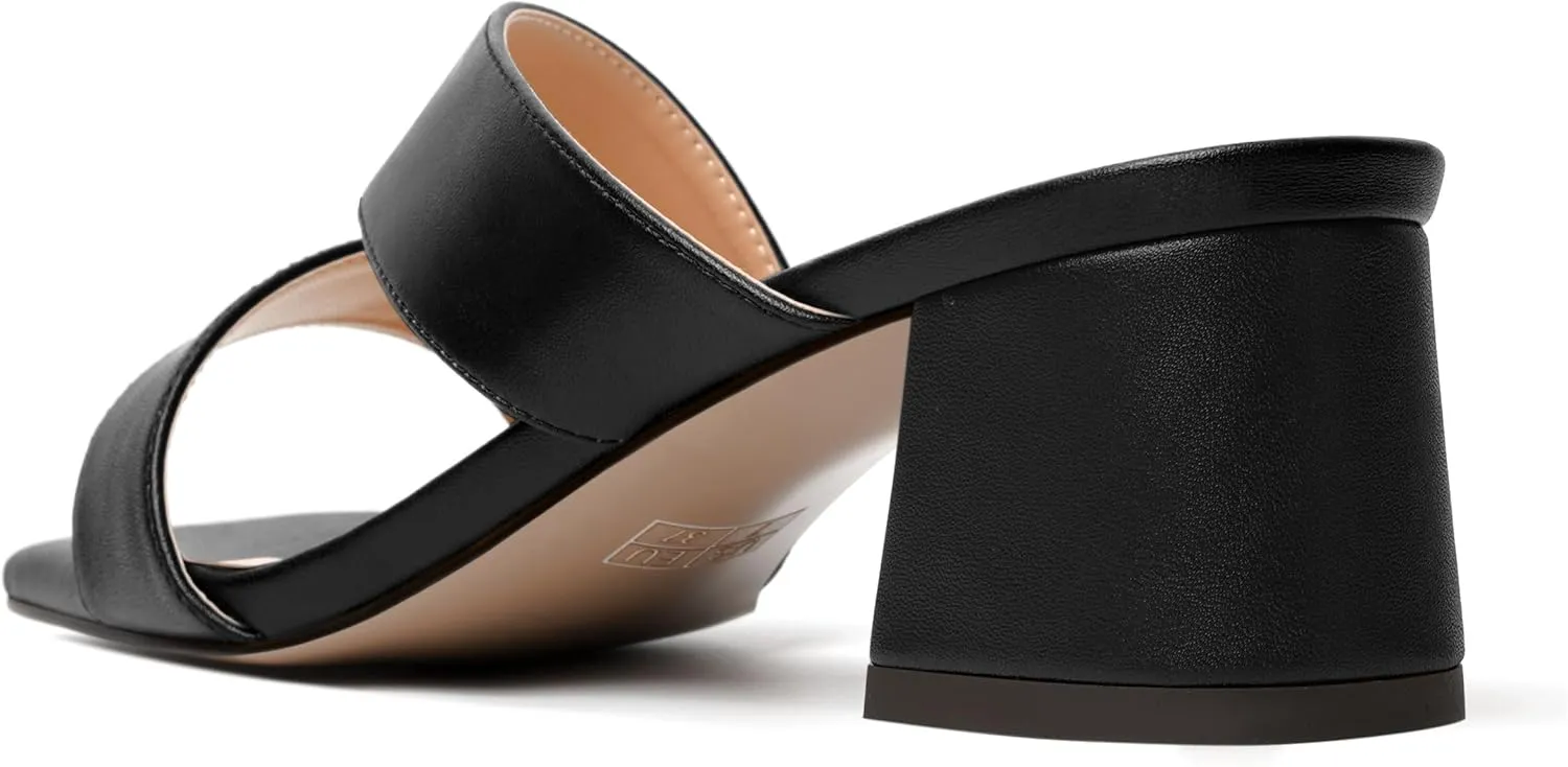 NUMALEO Womens Dating Fashion Dress Open Toe Matte Slip On Chunky Low Heel Heeled Sandals 2 Inch