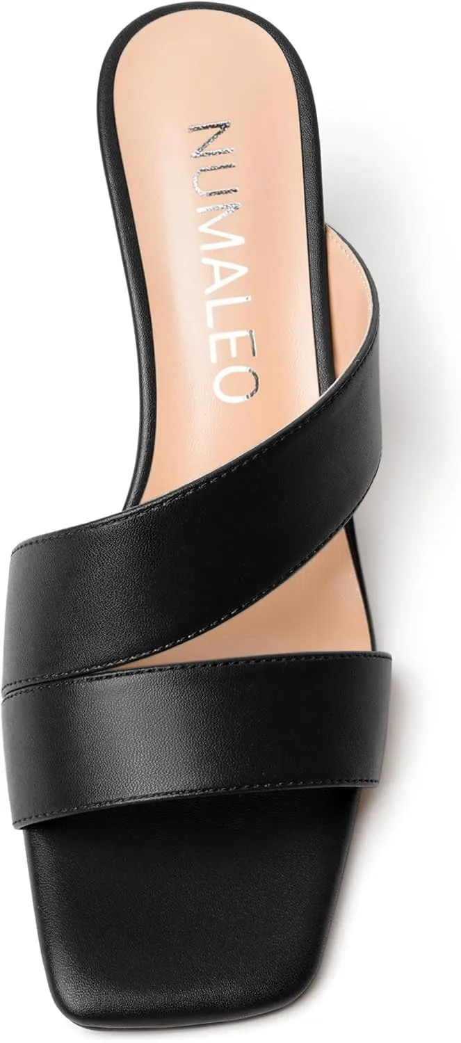 NUMALEO Womens Dating Fashion Dress Open Toe Matte Slip On Chunky Low Heel Heeled Sandals 2 Inch