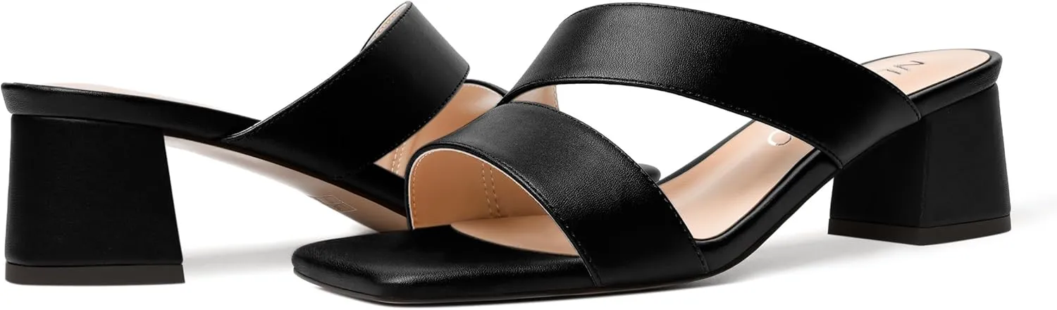 NUMALEO Womens Dating Fashion Dress Open Toe Matte Slip On Chunky Low Heel Heeled Sandals 2 Inch