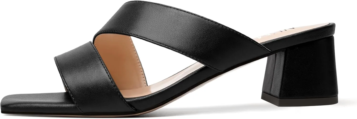 NUMALEO Womens Dating Fashion Dress Open Toe Matte Slip On Chunky Low Heel Heeled Sandals 2 Inch
