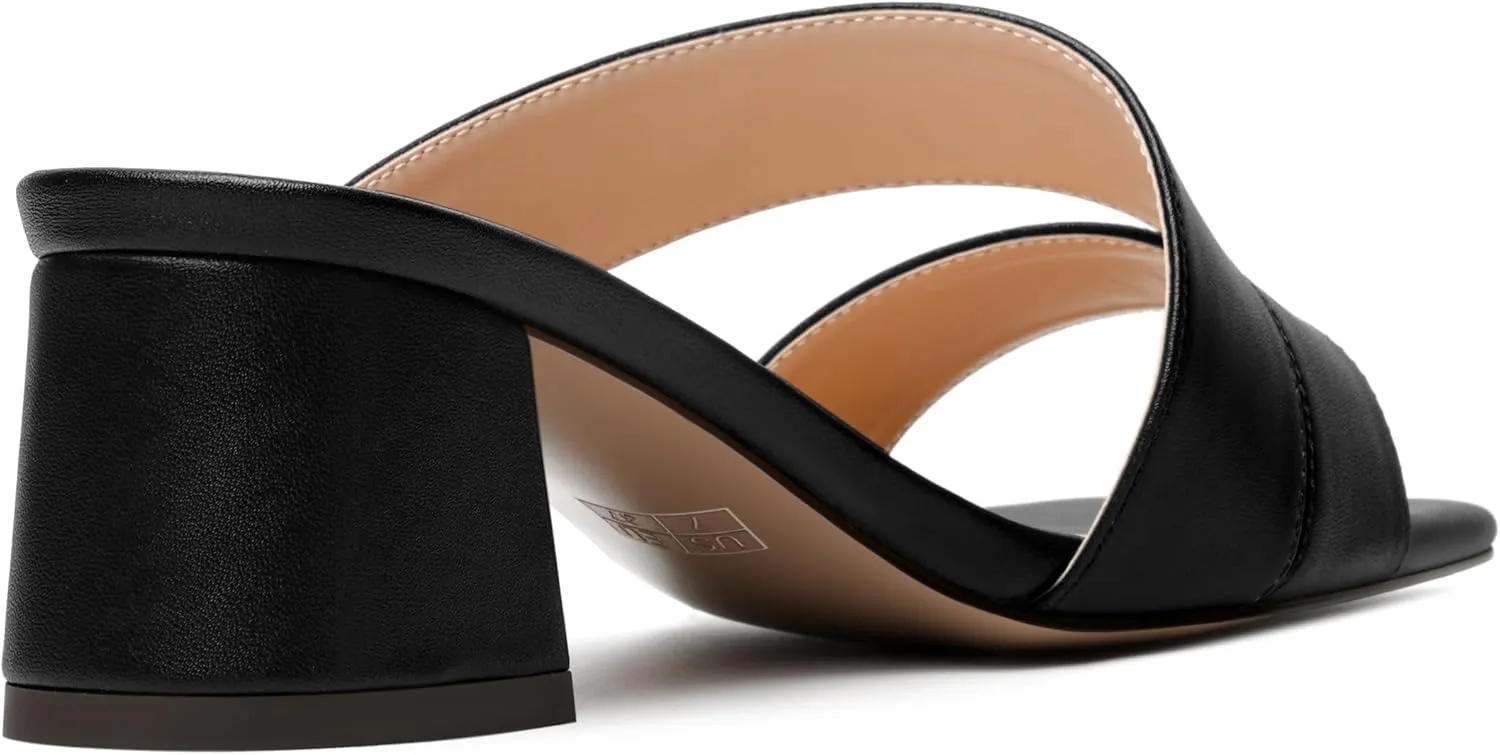 NUMALEO Womens Dating Fashion Dress Open Toe Matte Slip On Chunky Low Heel Heeled Sandals 2 Inch