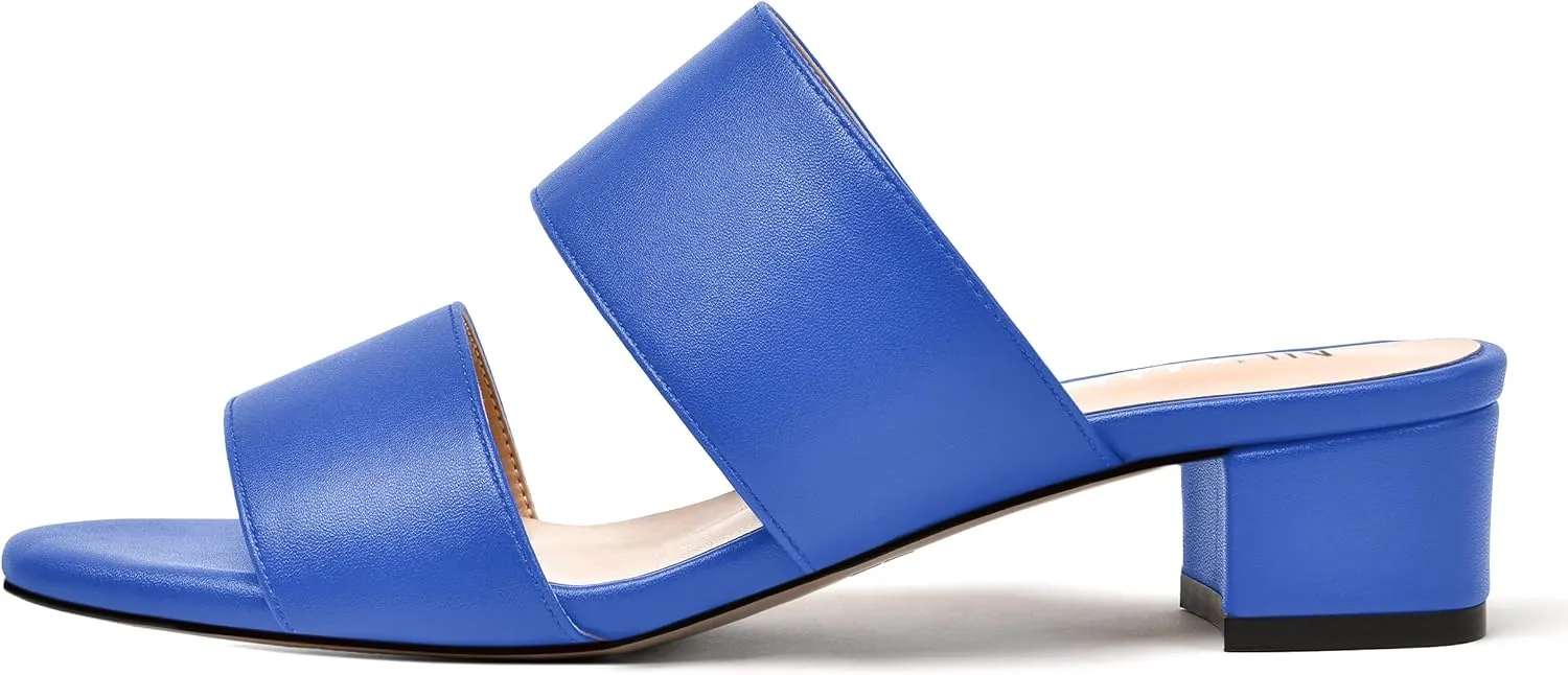 NUMALEO Womens Round Toe Dress Two Strap Slip On Bridal Matte Chunky Low Heel Heeled Sandals 1.5 Inch