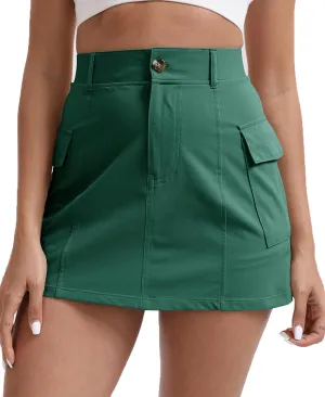 Oalka Women's Hiking Cargo Skorts Casual Pockets Tennis Sport Dressy Work Fast Dry Skirts