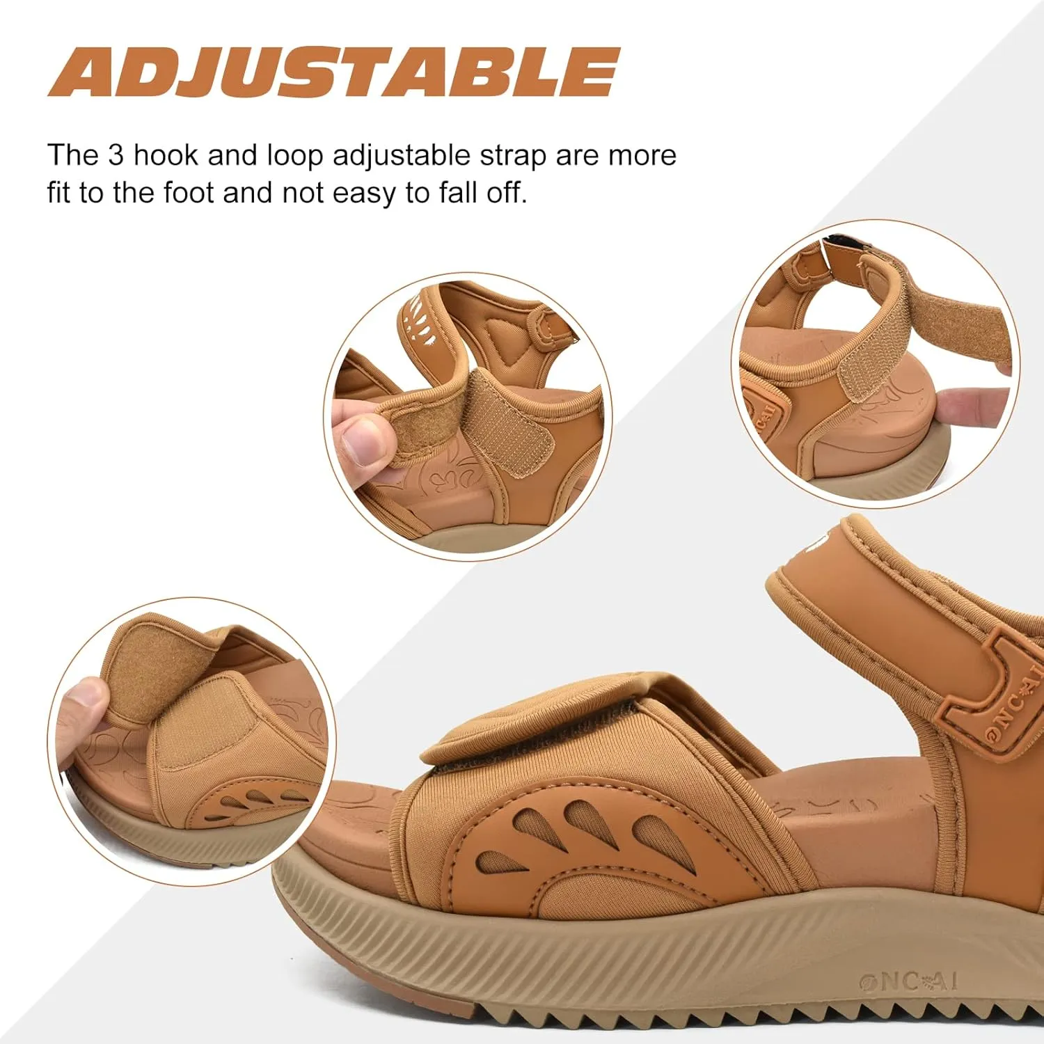 ONCAI Walking Sandals Women,Arch Support Hiking Sandals with Orthotic Outdoor Footbed for Plantar Fasciitis,Water Athletic Platform Sandalias Mujer with 3 Adjustable Strap (US Size 6-12)
