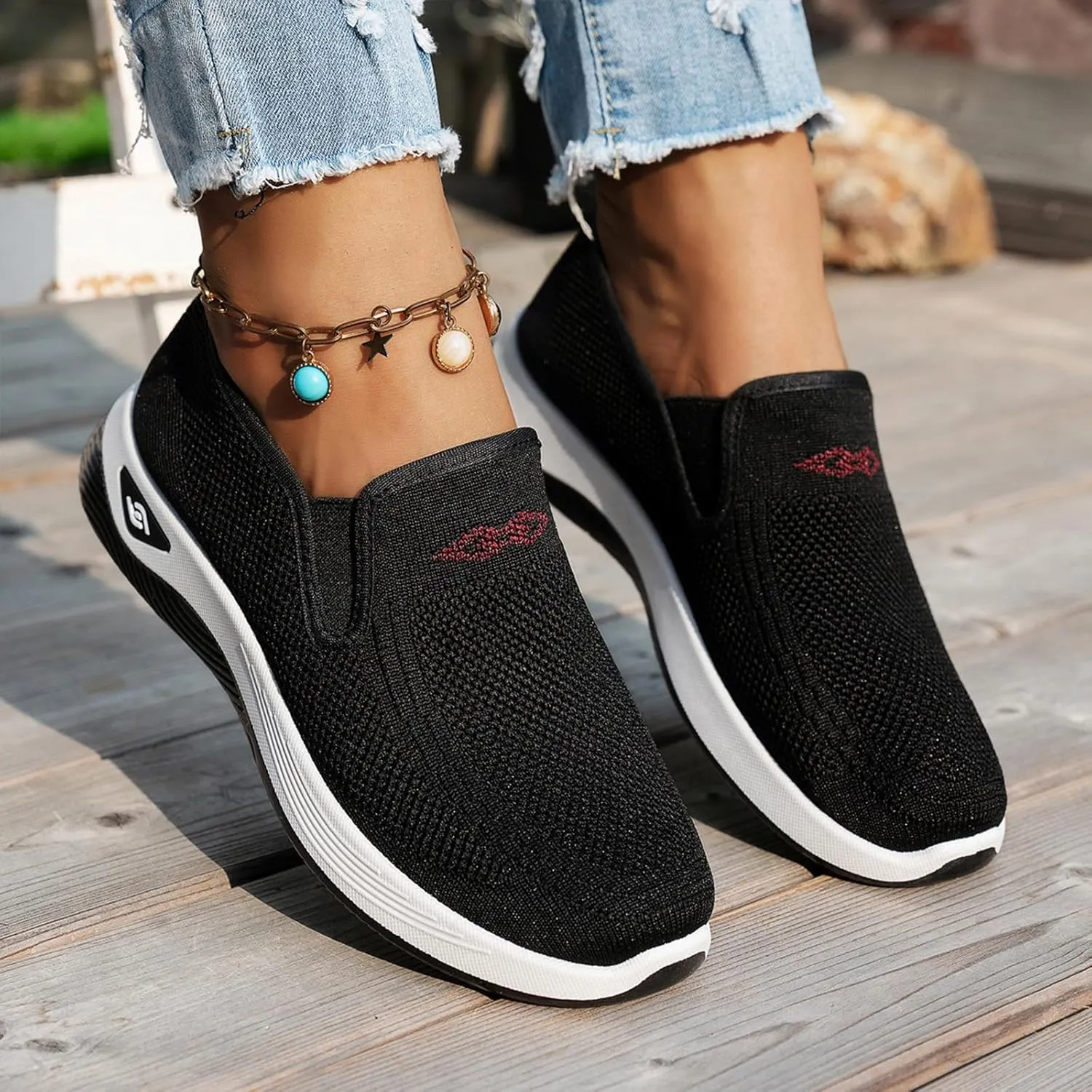 Orthopedic Shoes for Women Wide Width Walking Sneakers Mesh Comfortable Lightweight Slip on Sneakers Women Arch Support,Women's Woven Orthopedic Breathable Soft Shoes Diabetic Nurse Sneaker