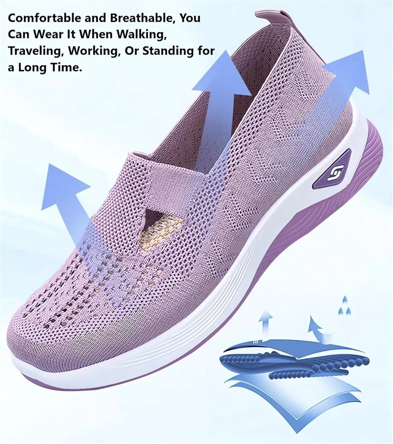 Orthopedic Shoes for Women Wide Width Walking Sneakers Mesh Comfortable Lightweight Slip on Sneakers Women Arch Support,Women's Woven Orthopedic Breathable Soft Shoes Diabetic Nurse Sneaker