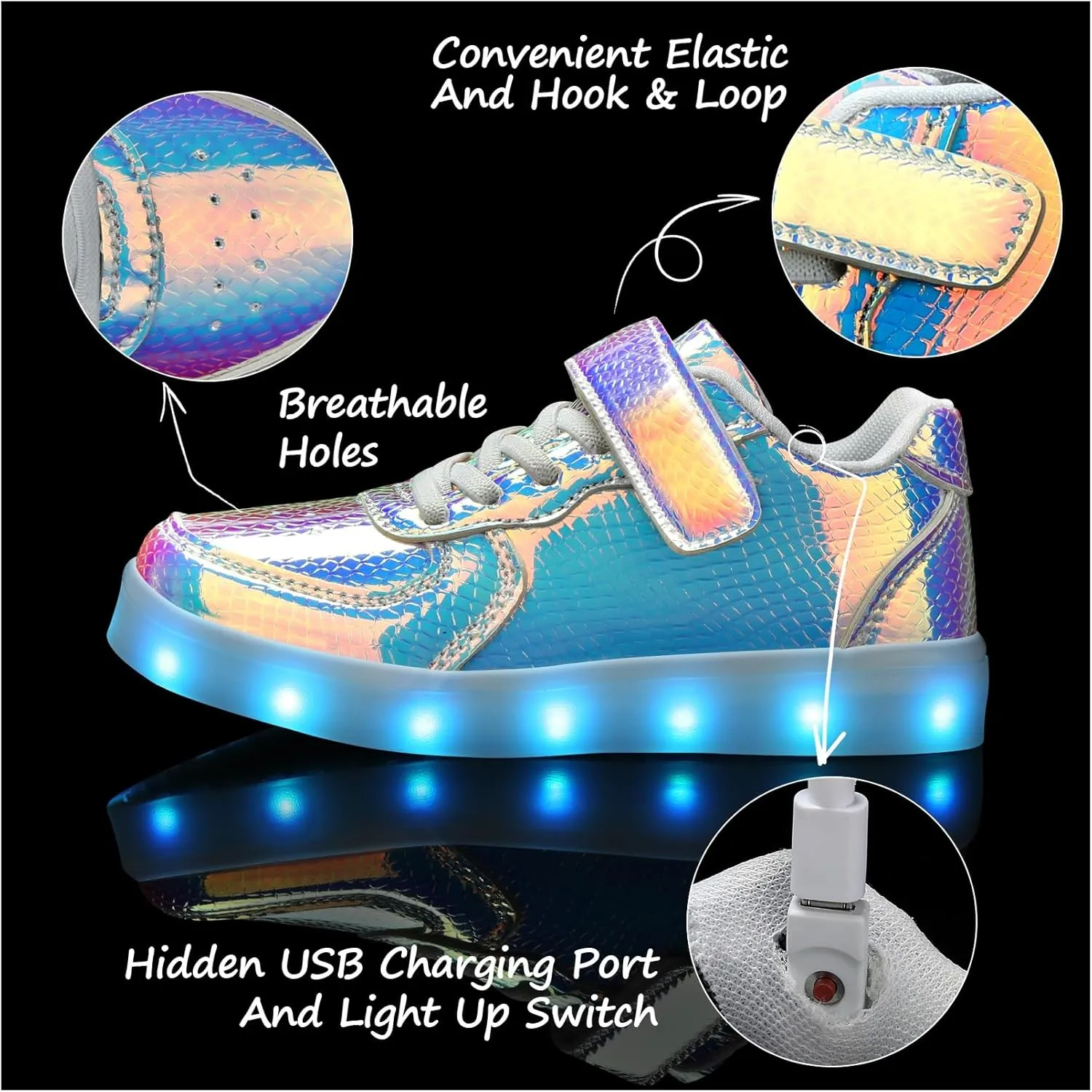 Padgene Kids LED Light Up Shoes USB Rechargeable Unisex Boys Girls LED Sneakers Cool Flashing Low Top Sneakers Luminous Shoes