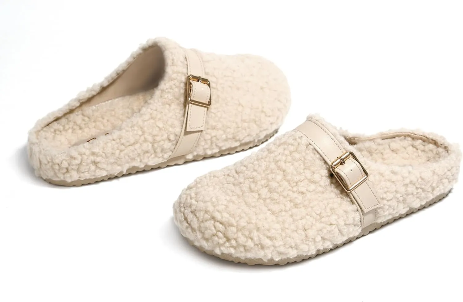 PepStep Womens Suede or Fur Clog Mules - Low Platform Slip On Closed Toe Arch Support Cork Slide Slippers for Ladies