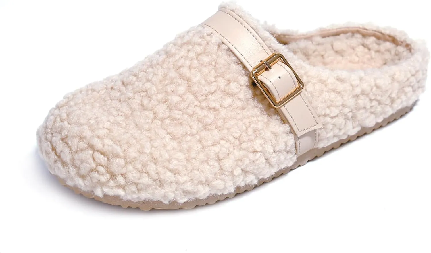 PepStep Womens Suede or Fur Clog Mules - Low Platform Slip On Closed Toe Arch Support Cork Slide Slippers for Ladies