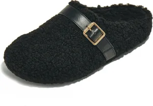 PepStep Womens Suede or Fur Clog Mules - Low Platform Slip On Closed Toe Arch Support Cork Slide Slippers for Ladies